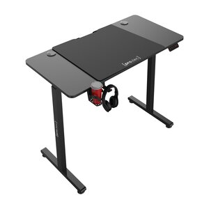 Bureau table poste de travail électrique à hauteur réglable assis debout plateau rectangulaire 120 x 60 cm noir 03_0009082