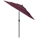 vidaXL Parasol de jardin à 3 niveaux mât en aluminium rouge bordeaux