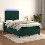 vidaXL Sommier à lattes de lit avec matelas LED vert foncé 120x190 cm