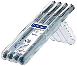 Etui de 4 feutres Pigment liner Noir (0 1 0 3 0 5 et 0 7 mm) STAEDTLER
