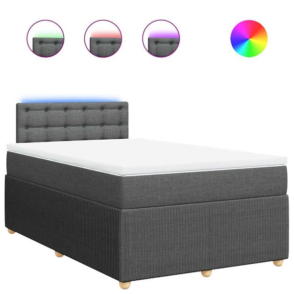 vidaXL Sommier à lattes de lit avec matelas gris foncé 120x190cm tissu