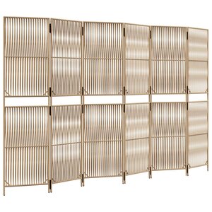 vidaXL Cloison de séparation 6 panneaux beige résine tressée