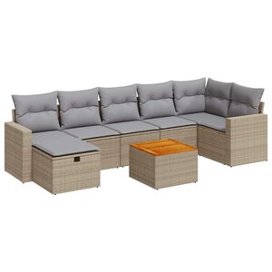 vidaXL Salon de jardin avec coussins 8 Pièces beige résine tressée