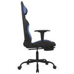 vidaXL Chaise de jeu avec repose-pied Noir et bleu Tissu