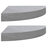 vidaXL Étagères d'angle murales 2 Pièces Gris béton 25x25x3 8 cm MDF