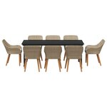 vidaXL Ensemble de salle à manger pour jardin 9 Pièces Beige polyrotin