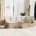 vidaXL Salon de jardin avec coussins 7 Pièces beige résine tressée