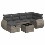 vidaXL Salon de jardin avec coussins 7 Pièces gris résine tressée