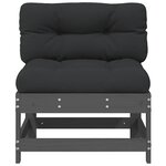 vidaXL Canapés centraux avec coussins 2 Pièces gris bois de pin massif