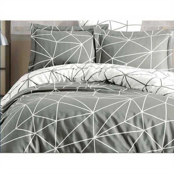 Parure de lit - housse de couette 220 x 240 + 2 taies d'oreiller 60 x 60 coton renforcé - Gris