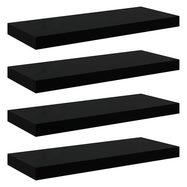 vidaXL Étagère murale flottante 4 Pièces Noir brillant 60x23 5x3 8 cm MDF