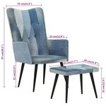 vidaXL Fauteuil avec repose-pieds Denim Bleu Toile patchwork