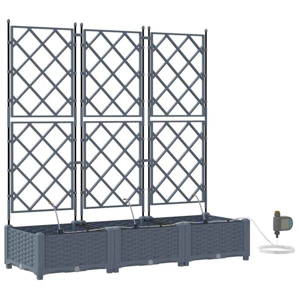 vidaXL Cache-pot de jardin 3 Pièces Gris Clair Acier