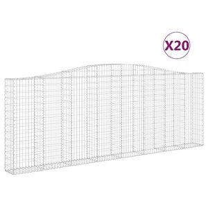 vidaXL Paniers à gabions arqués 20 Pièces 400x30x140/160 cm Fer galvanisé