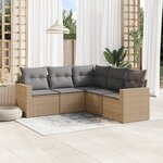 vidaXL Salon de jardin avec coussins 5 Pièces beige résine tressée