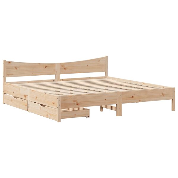 vidaXL Cadre de lit avec tiroirs 200x200 cm bois massif de pin