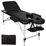 Tectake Table de massage Pliante 3 Zones Aluminium Portable + Housse - noir