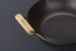 Wok avec poignée en bois et poignée auxiliaire - 33 cm - Compatible toutes plaques de cuisson