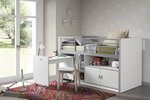 BONNY Lit mi-hauteur avec bureau et rangement  90x200 Blanc