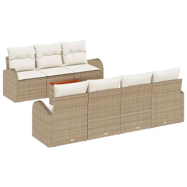 vidaXL Ensemble de canapé de jardin 8 Pièces Beige Poly rotin