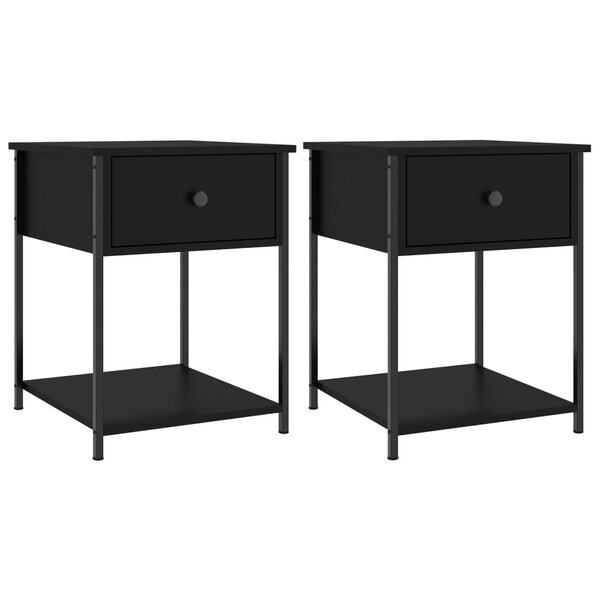 vidaXL Tables de chevet 2 Pièces noir 44x45x58 cm bois d’ingénierie