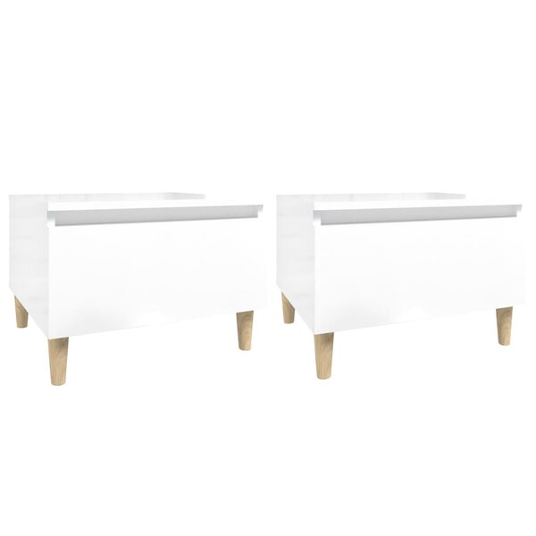 vidaXL Tables d'appoint 2Pièces Blanc brillant 50x46x35cm Bois ingénierie