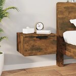 vidaXL Tables de chevet murales 2 Pièces Chêne fumé 34x30x20 cm