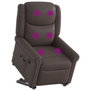 vidaXL Fauteuil de massage inclinable marron brillant similicuir