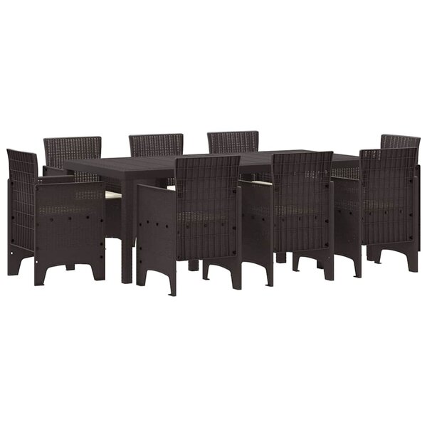 vidaXL Ensemble de salle à manger pour jardin 9 Pièces Marron Rattan Polt