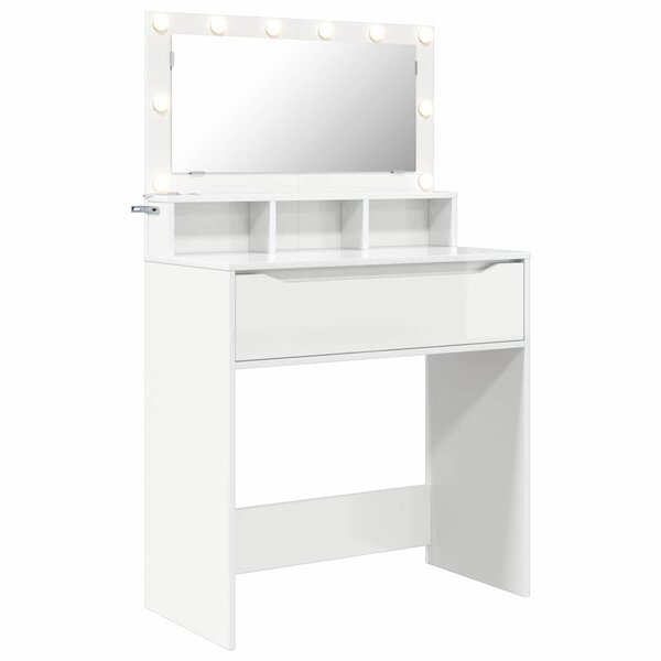 vidaXL Tables de maquillage pour chambre avec tiroir Blanc brillant