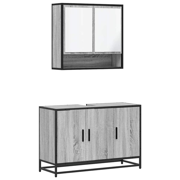 vidaXL Ensemble de meubles de salle de bain 2 Pièces Sonoma gris