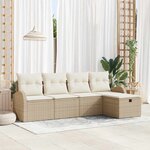 vidaXL Ensemble de canapé de jardin avec coussin 5 Pièces beige et crème