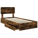 vidaXL Lit de Rangement Chêne fumé 90 x 200 cm Bois d'ingénierie