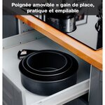TEFAL L6719012 Ingenio Authentic Set de 3 casseroles, Batterie de cuisine induction, Four, Poignée, Effet pierre, Fabriqué en France
