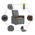 vidaXL Fauteuil inclinable de massage électrique gris foncé tissu