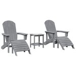 vidaXL Chaise de jardin 3 Pièces Gris clair Polyéthylène