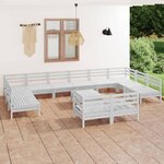 vidaXL Salon de jardin 13 Pièces Blanc Bois de pin massif