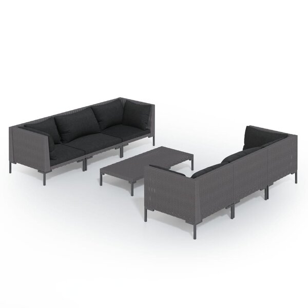 Salon de jardin meuble d'extérieur ensemble de mobilier 7 pièces avec coussins résine tressée gris foncé 02_0017287