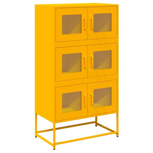 vidaXL Buffet haut jaune moutarde 68x39x123 cm acier