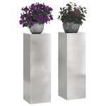 vidaXL Support de Plante 2 Pièces Argent 24 x 24 x 75 cm Acier inoxydable