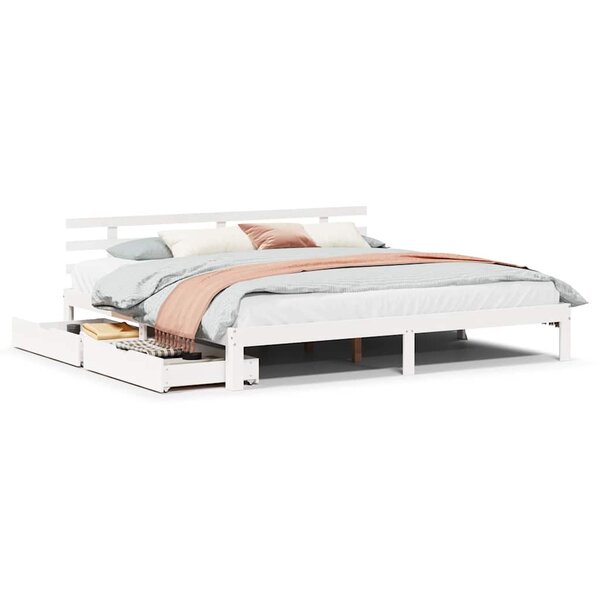 vidaXL Cadre de lit avec tiroirs sans matelas blanc 200x200 cm
