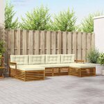vidaXL Ensembles de canapés avec coussin 6 Pièces Naturel et Crème