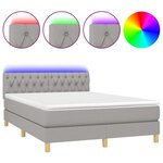 vidaXL Sommier à lattes de lit et matelas et LED Gris clair 140x200 cm