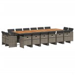 vidaXL Ensemble à manger de jardin 17 Pièces et coussins résine tressée