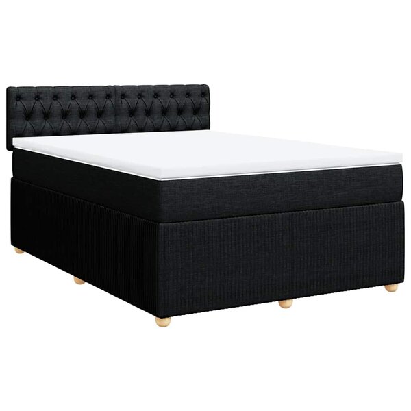 vidaXL Sommier à lattes de lit avec matelas Noir 160x200 cm Tissu