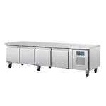 Soubassement réfrigéré professionnel positif  4 portes - 420 l - polar - r600a - acier inoxydable4420pleine/battante 2230x700x650mm