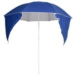 vidaXL Parasol de plage avec parois latérales Bleu 215 cm