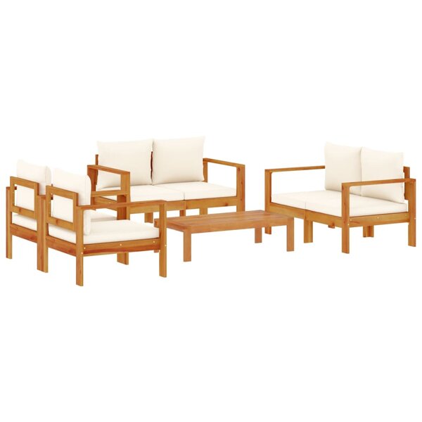 vidaXL Salon de jardin avec coussins 5 Pièces Bois d'acacia solide