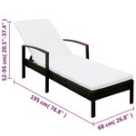 vidaXL Chaise longue avec coussin Résine tressée Marron