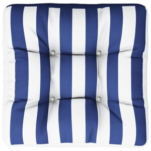 vidaXL Coussin de palette rayures bleues et blanches 50x50x12 cm tissu